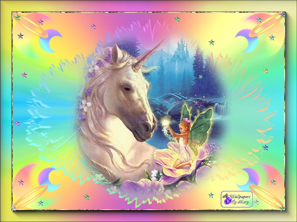 Unicorns And Rainbows Wallpaper