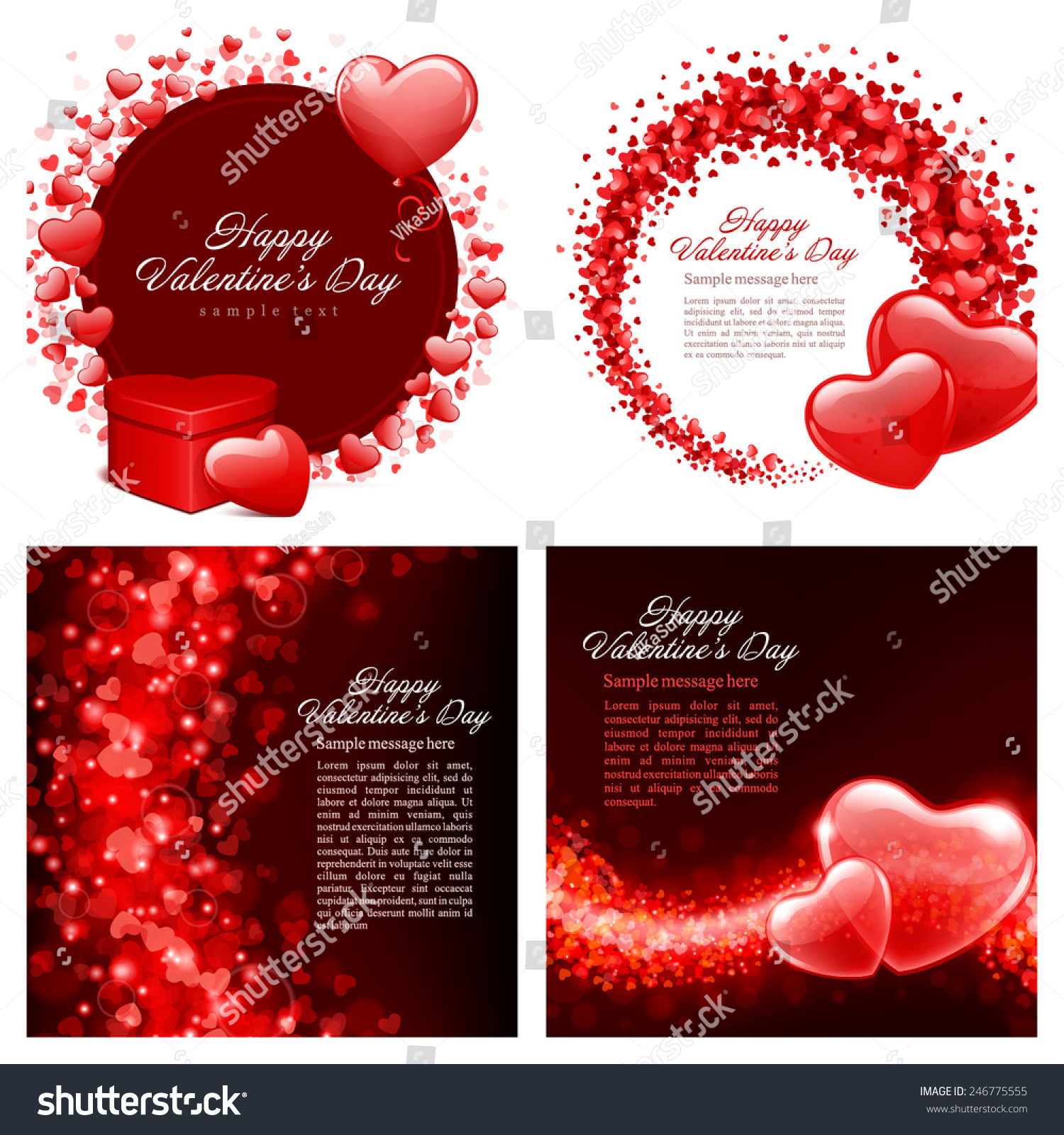 Set Happy Valentines Day Background Hearts Stock Vector Royalty