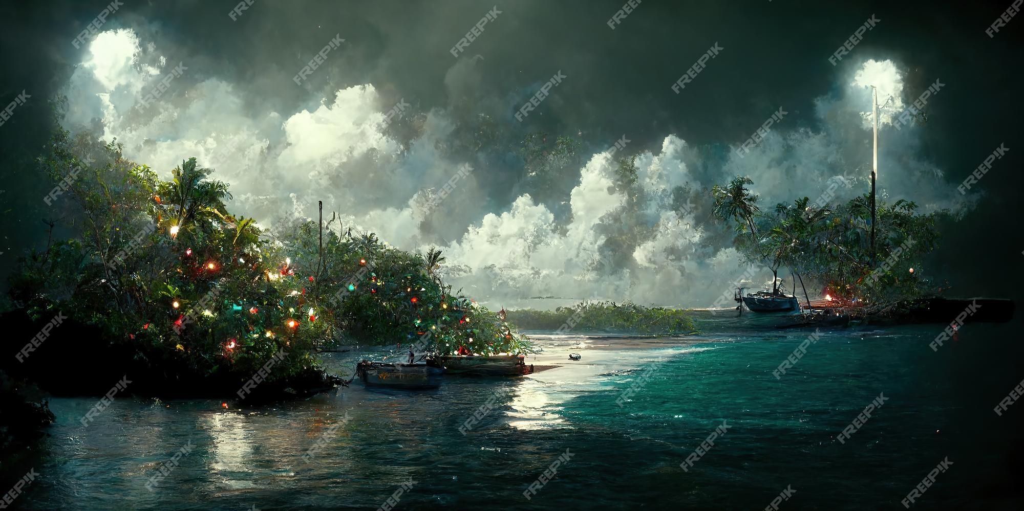 Premium Photo Christmas Island Digital Illustration Painting