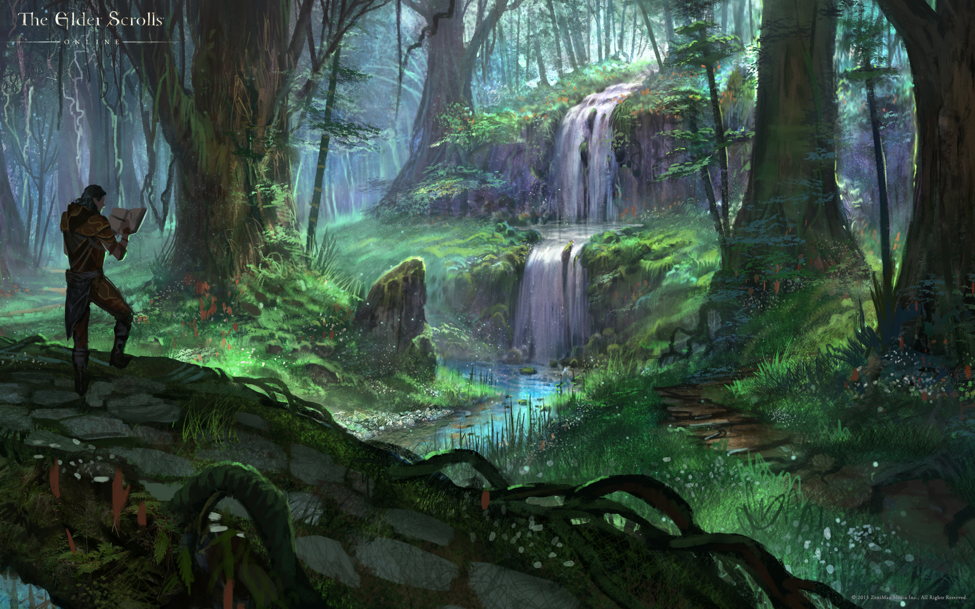 The Elder Scrolls Online Fantasy Warrior Warriors Waterfall Landscape