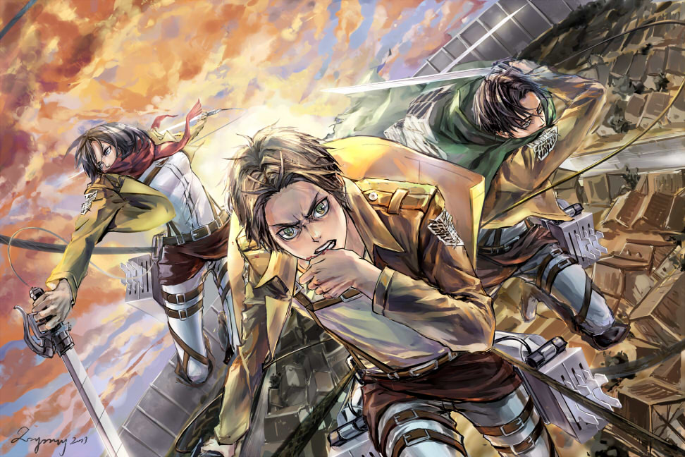Mikasa Eren Levi Attack On Titan Anime HD Wallpaper Desktop Background