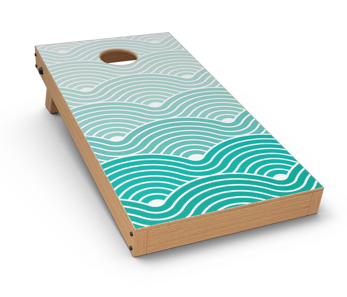 Beach Hotel Wallpaper Waves Cornhole Board Skin Decal Kit