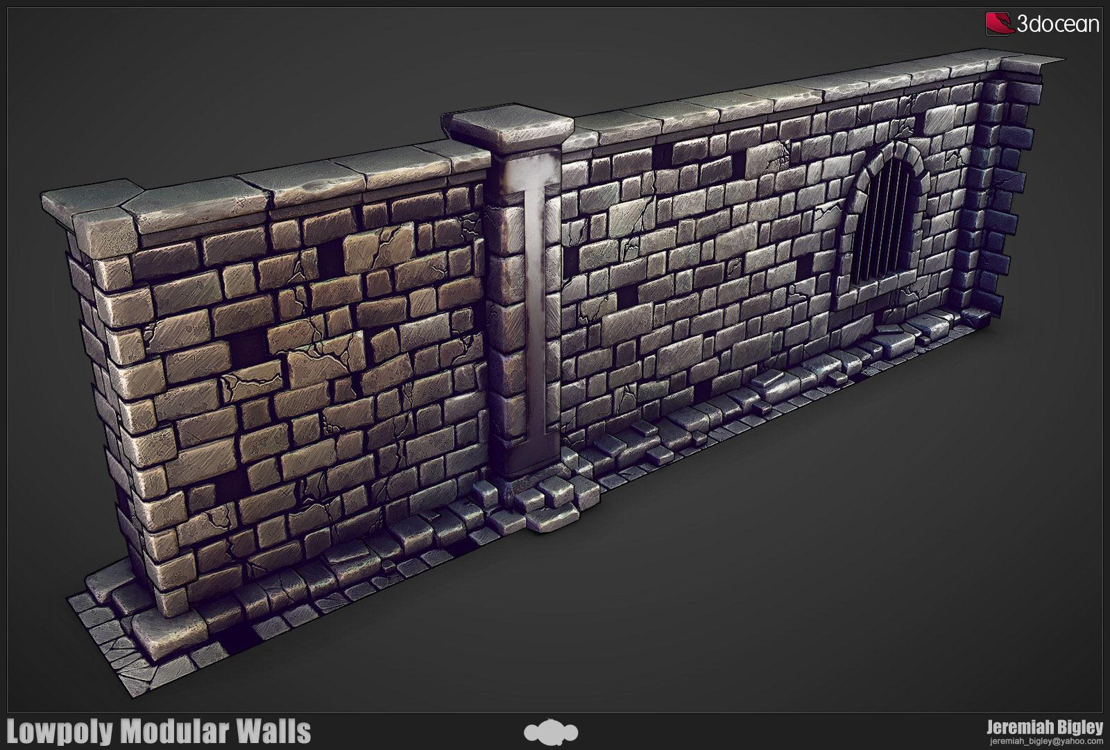 Modular Dungeon Lowpoly Walls by JeremiahBigley 1600x1082