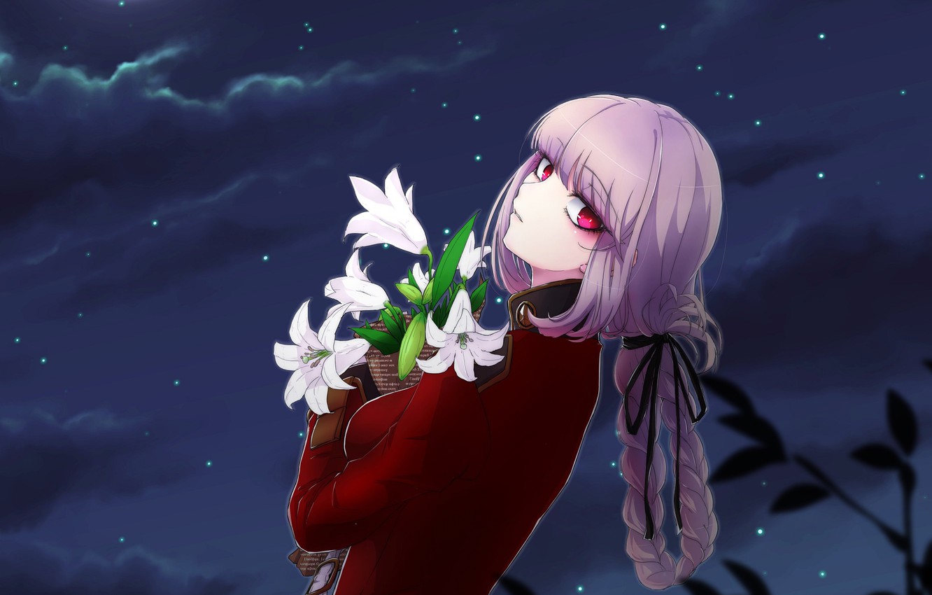 Wallpaper Girl Flowers Night Lily Anime Art Berserker