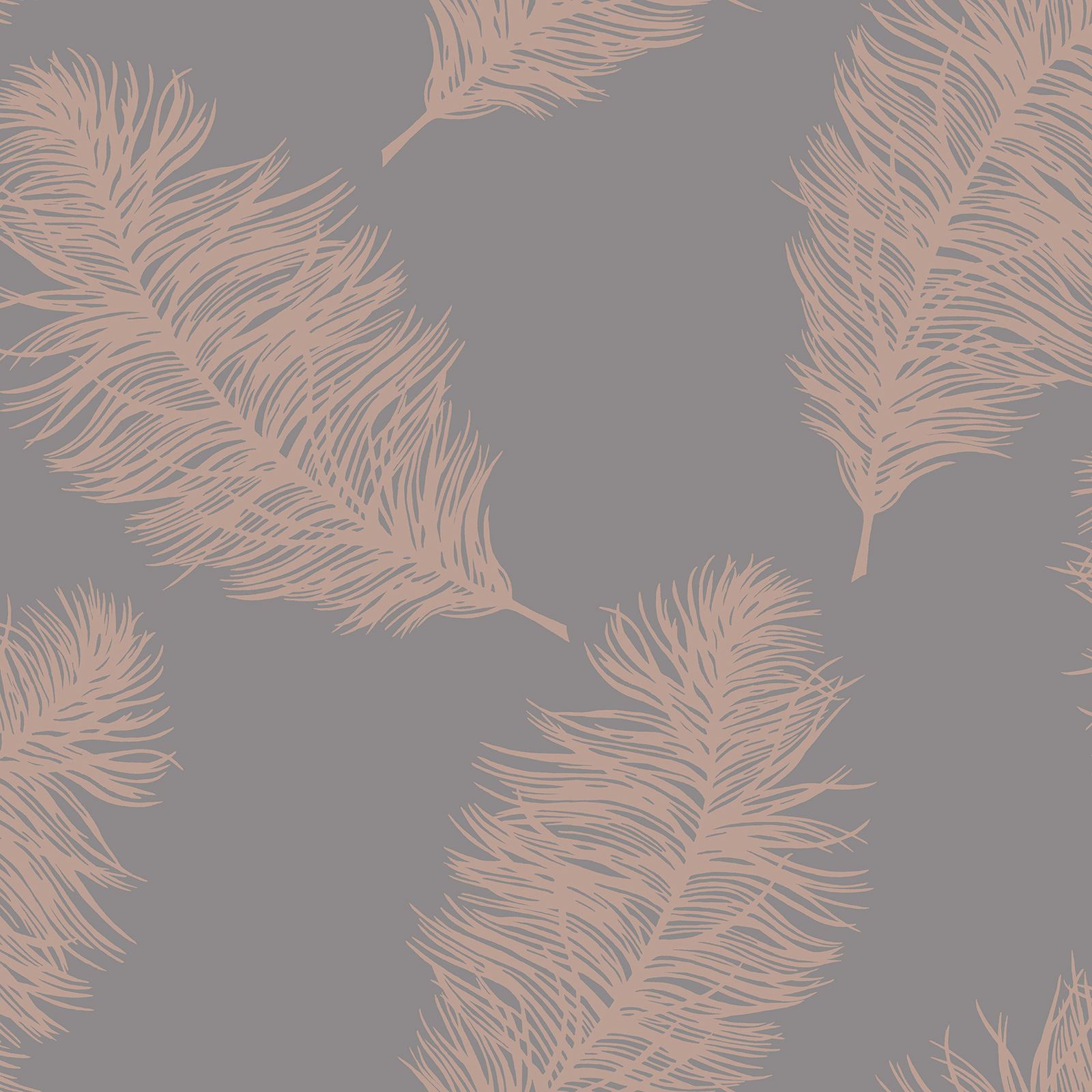 FAWNING FEATHER WALLPAPER ROSE GOLD GREY   HOLDEN DECOR 12629