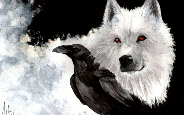 Jon Snow Ravens Direwolf Ghost Wolves Wallpaper Desktop