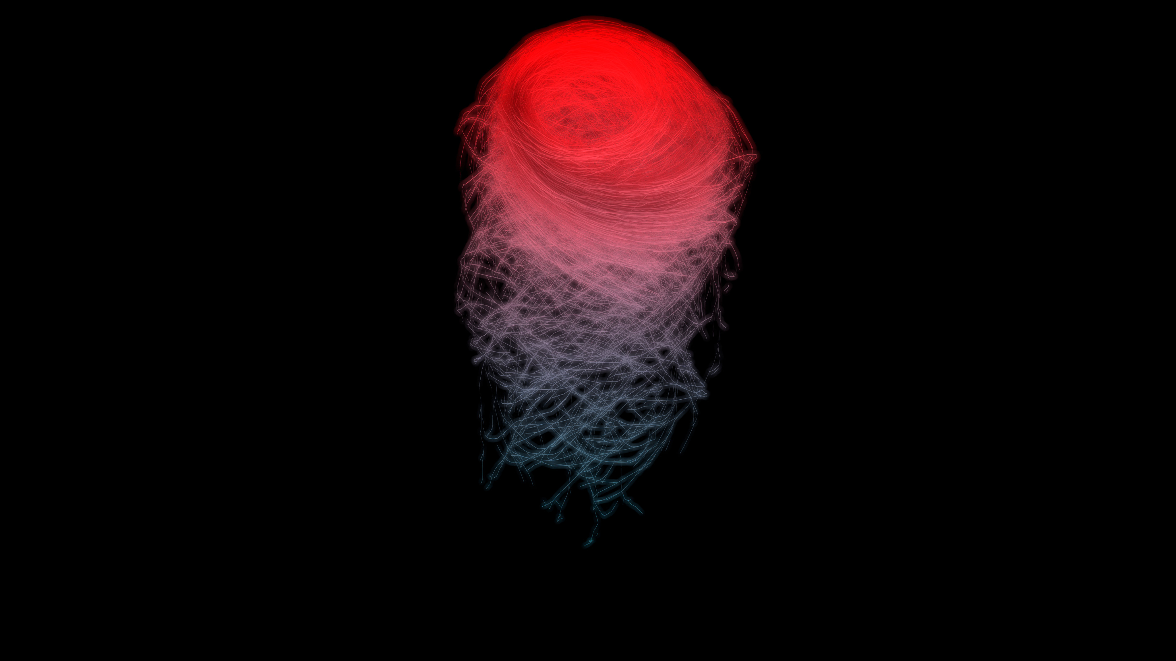 Abstract red and blue swirling design on a black background, ideal for an AMOLED 4K wallpaper