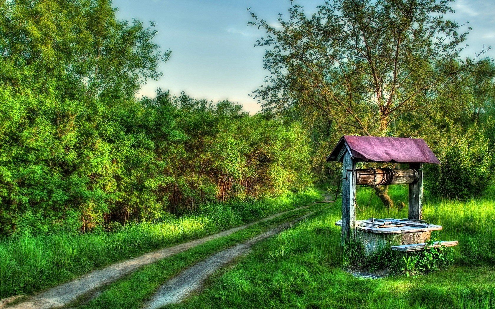 Old Wishing Well by Dirt Road Wallpaper and Background Image