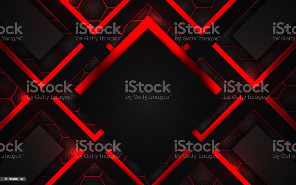 Abstract Technology Background With Red And Black Metal Texture On