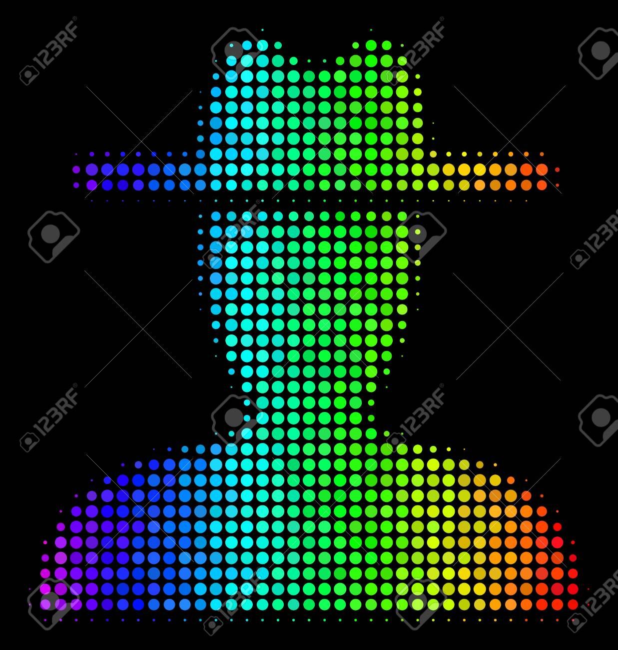 Dotted Impressive Halftone Farmer Icon In Spectral Color Shades