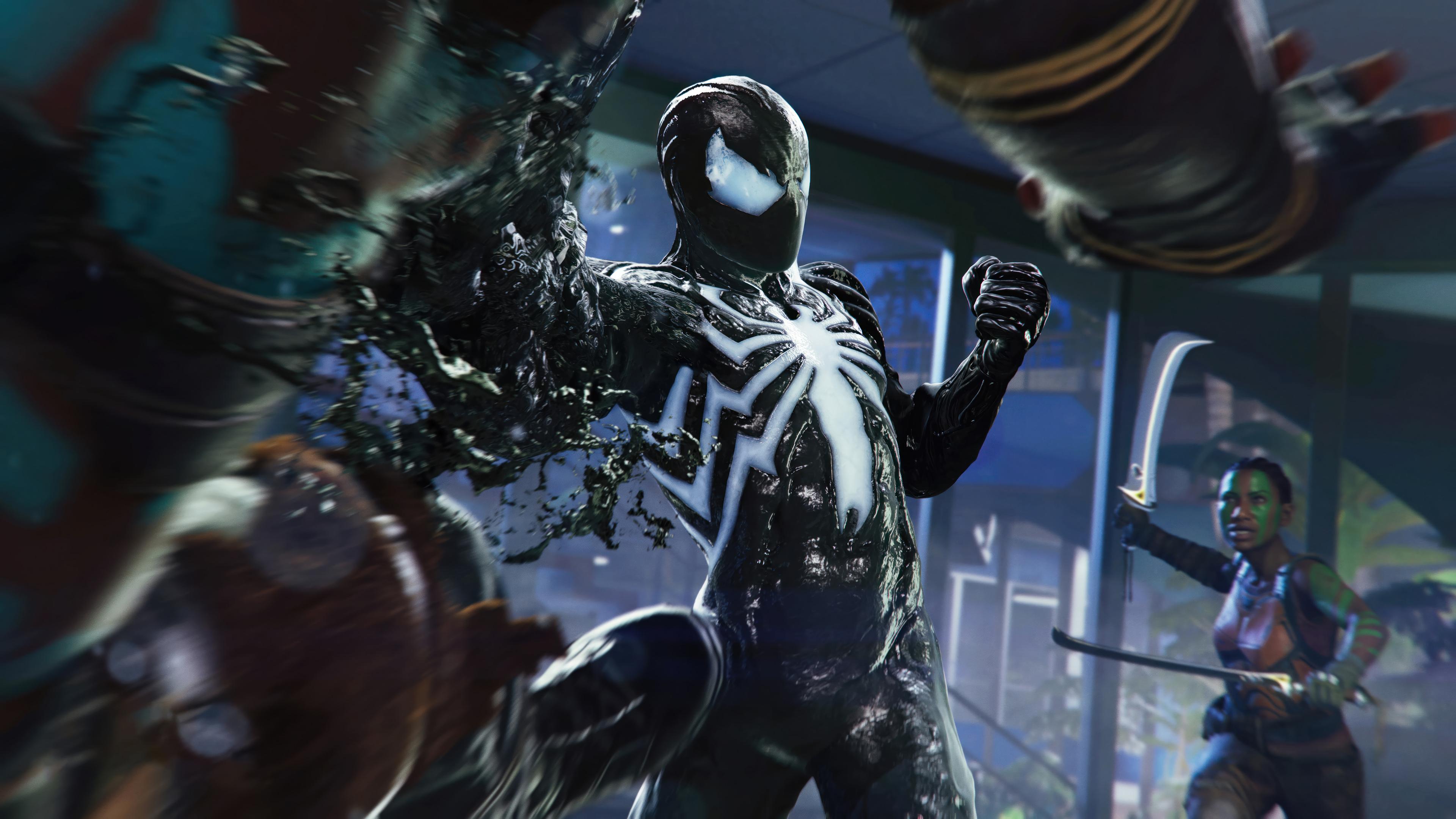 Marvels Spider Man Venom Symbiote Suit Game Battle 4K Wallpaper