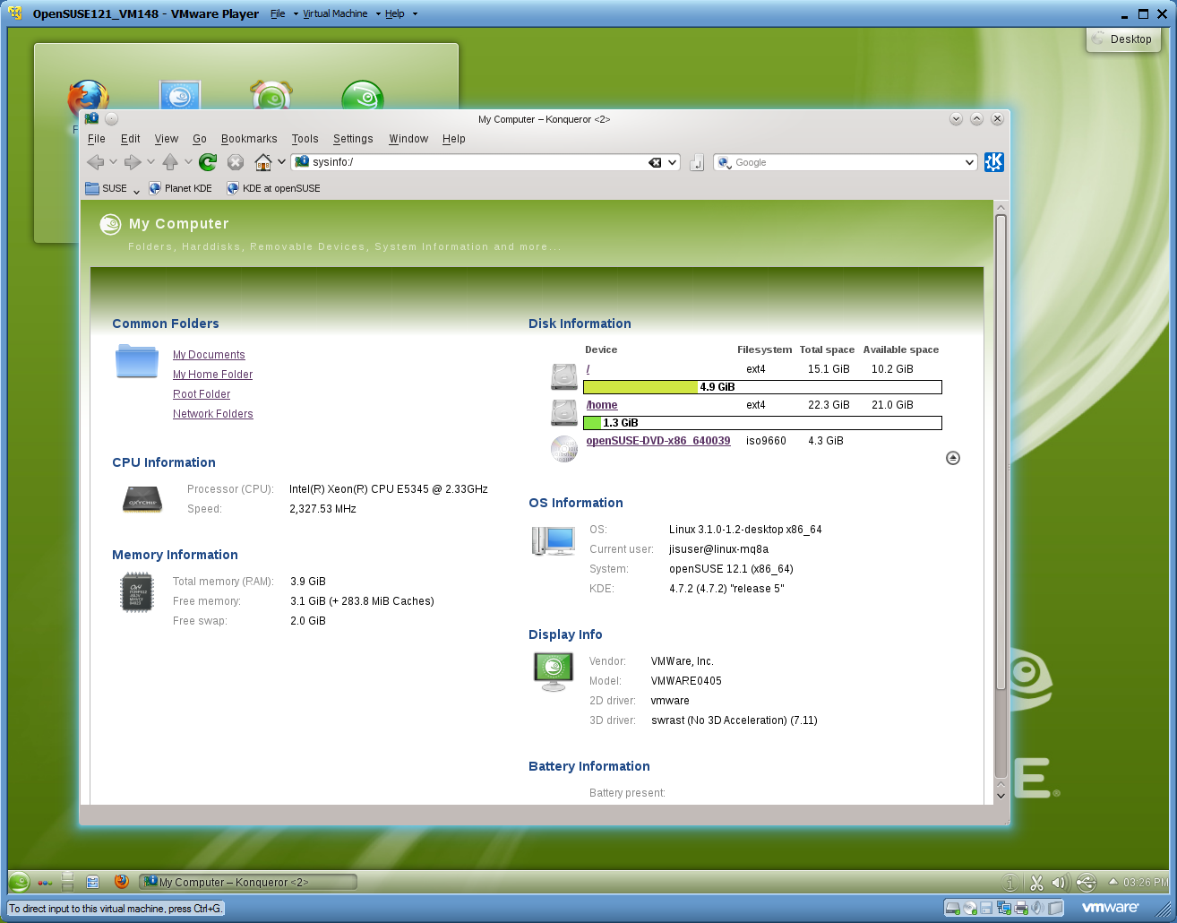 This Old At Work With Linux Opensuse And Vmware Player