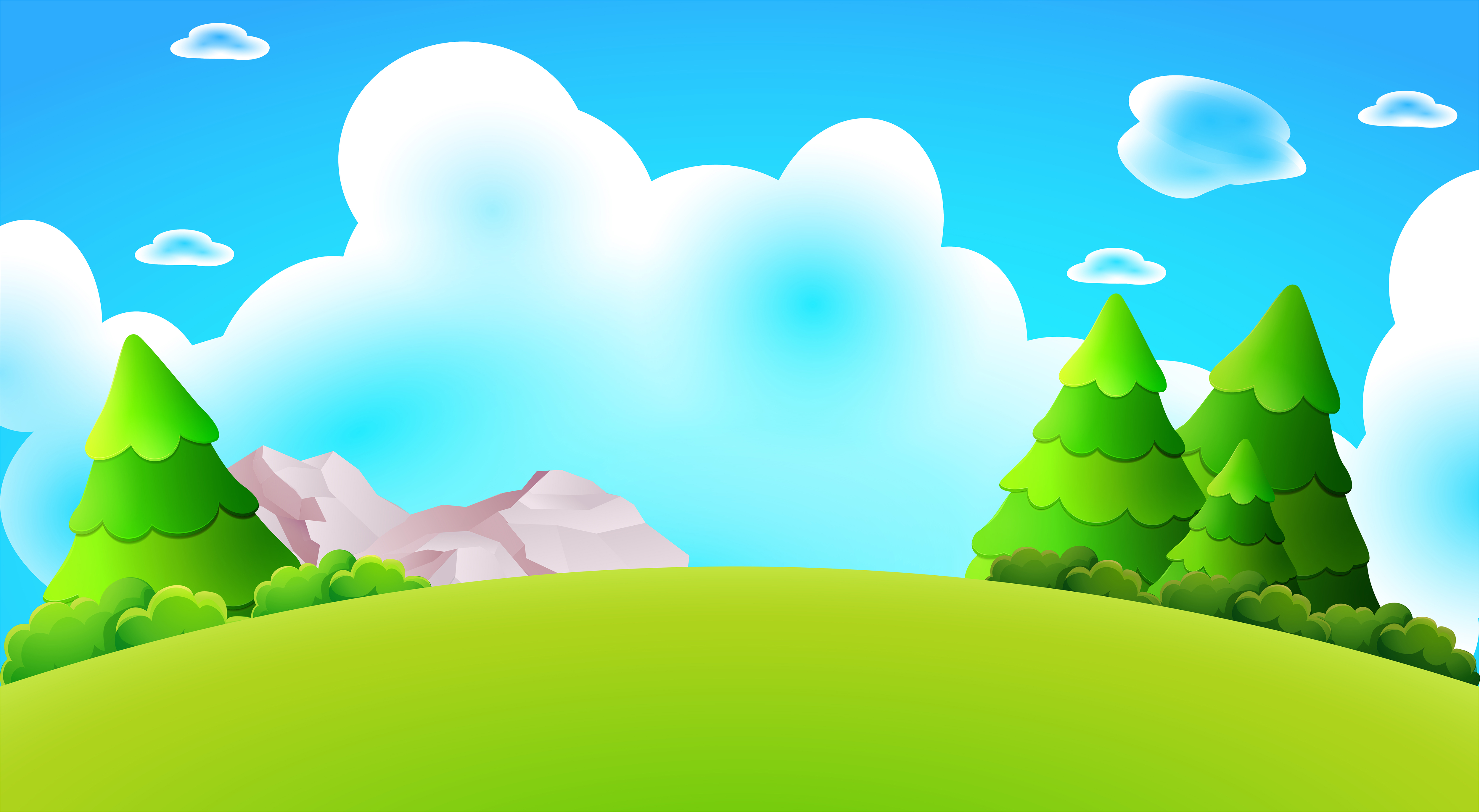 Cartoon Forest Hill Landscape Vector Nature Background