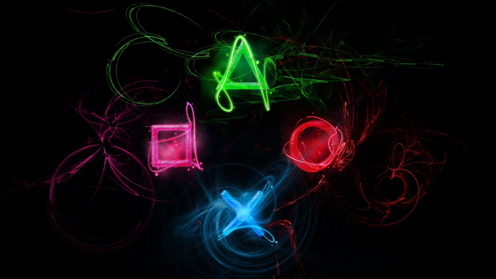 PS3 symbols neon splash hd wallpaper background   HD Wallpapers