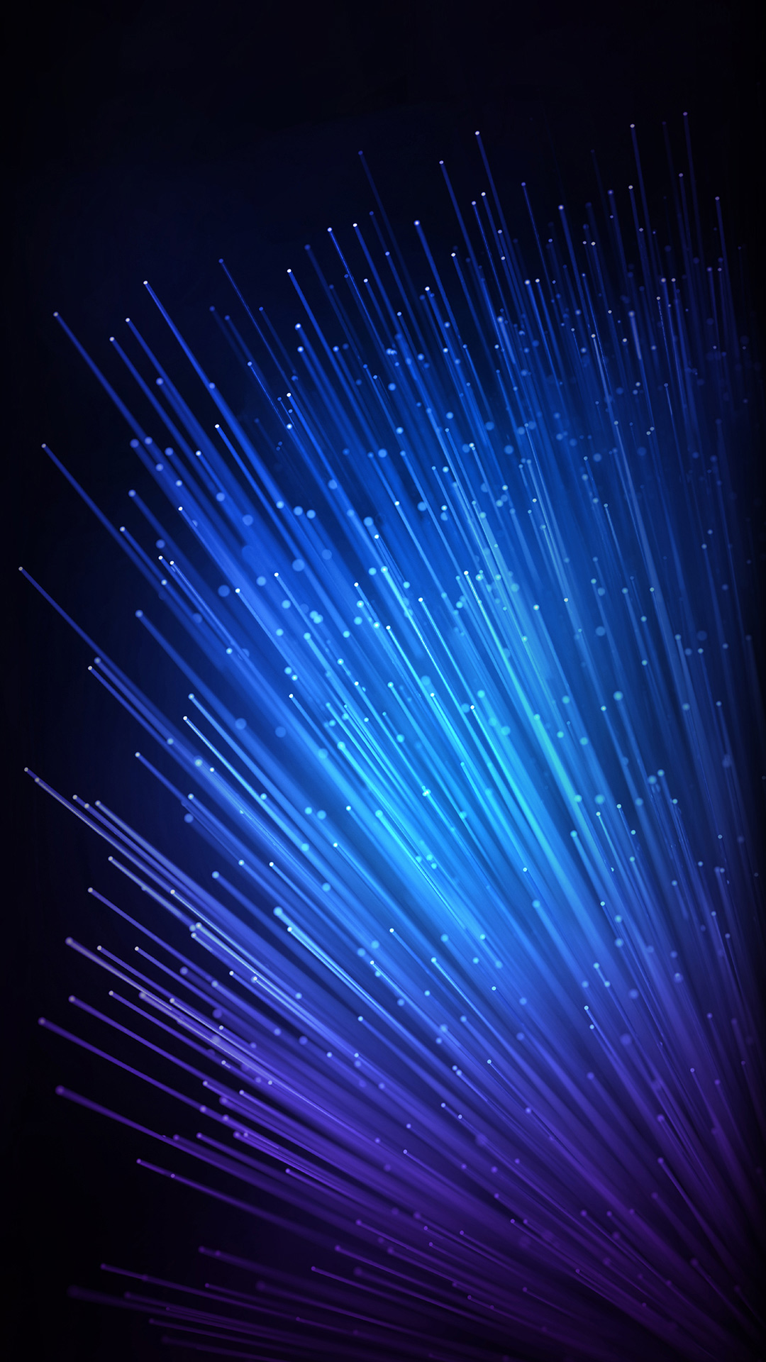 Abstract image of blue and purple fiber optic strands radiating from a central point against a dark background, resembling a burst of light or energy