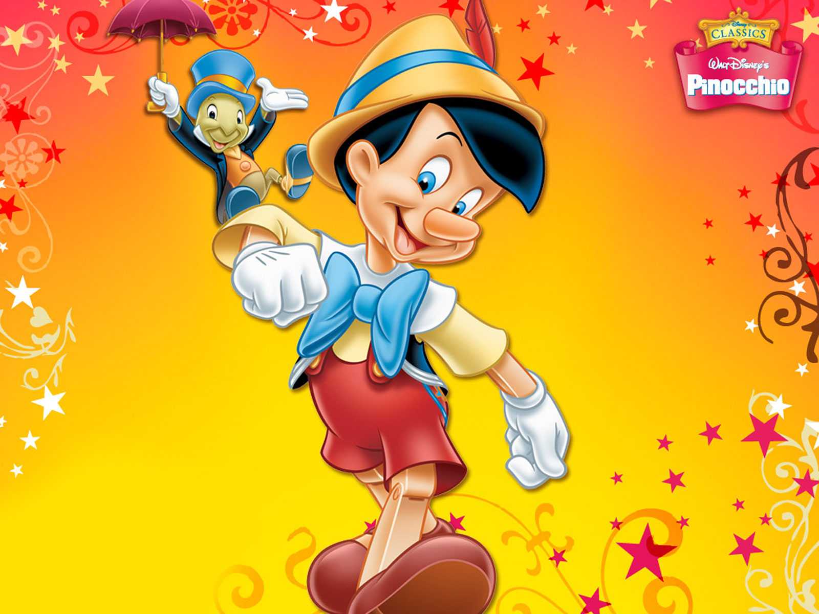 Cartoons Wallpaper Pinocchio And Jiminy Cricket