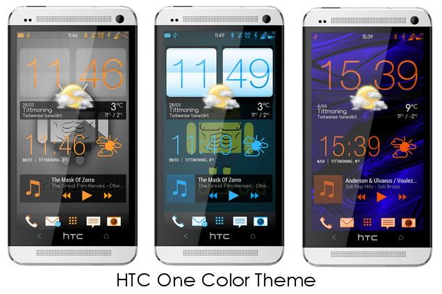 Htc One M7 Custom Color Themes Orange Blue Red Full
