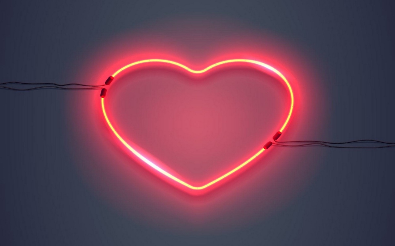 Wallpaper Heart Backlight Neon Widescreen