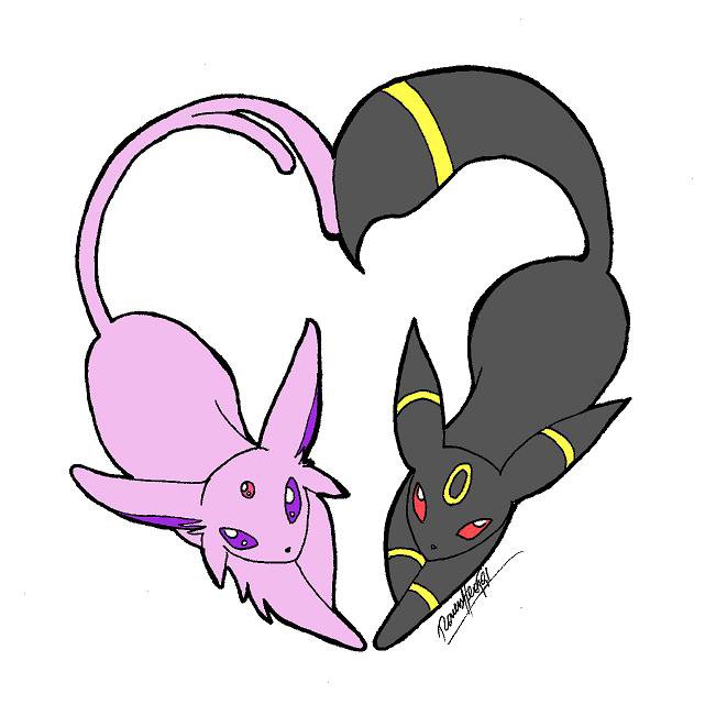 Umbreon And Espeon Heart By Ravenheartswansong