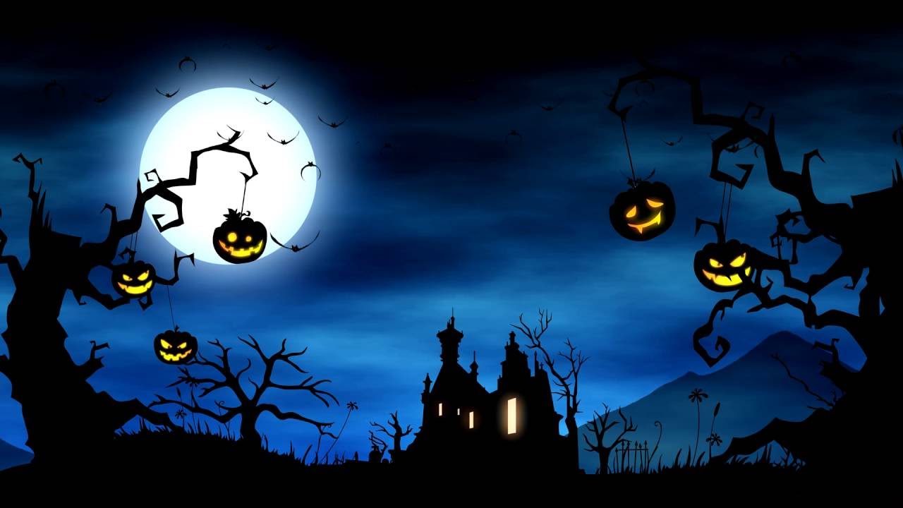 4k Cartoon Video Background Halloween Yard Animation