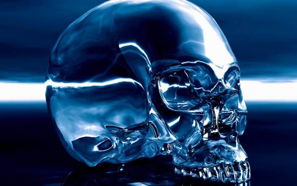 Skull Skeleton Blue Glass Desktop Wallpaper Hq Photo