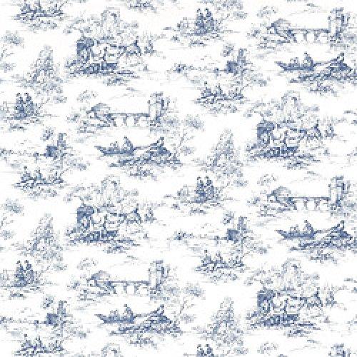 Blue and White Toile Wallpaper