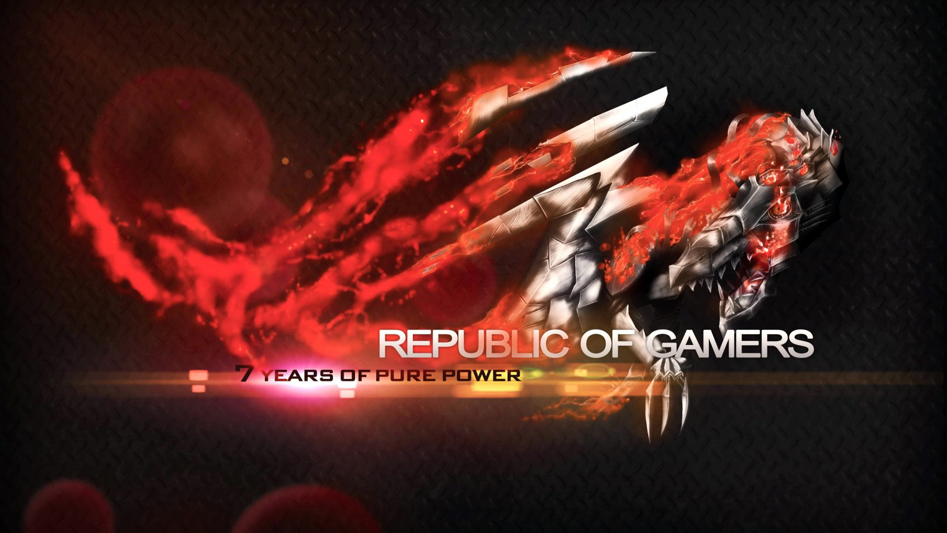 Asus Rog Republic Of Gamers Flaming Metal Dragon Logo HD