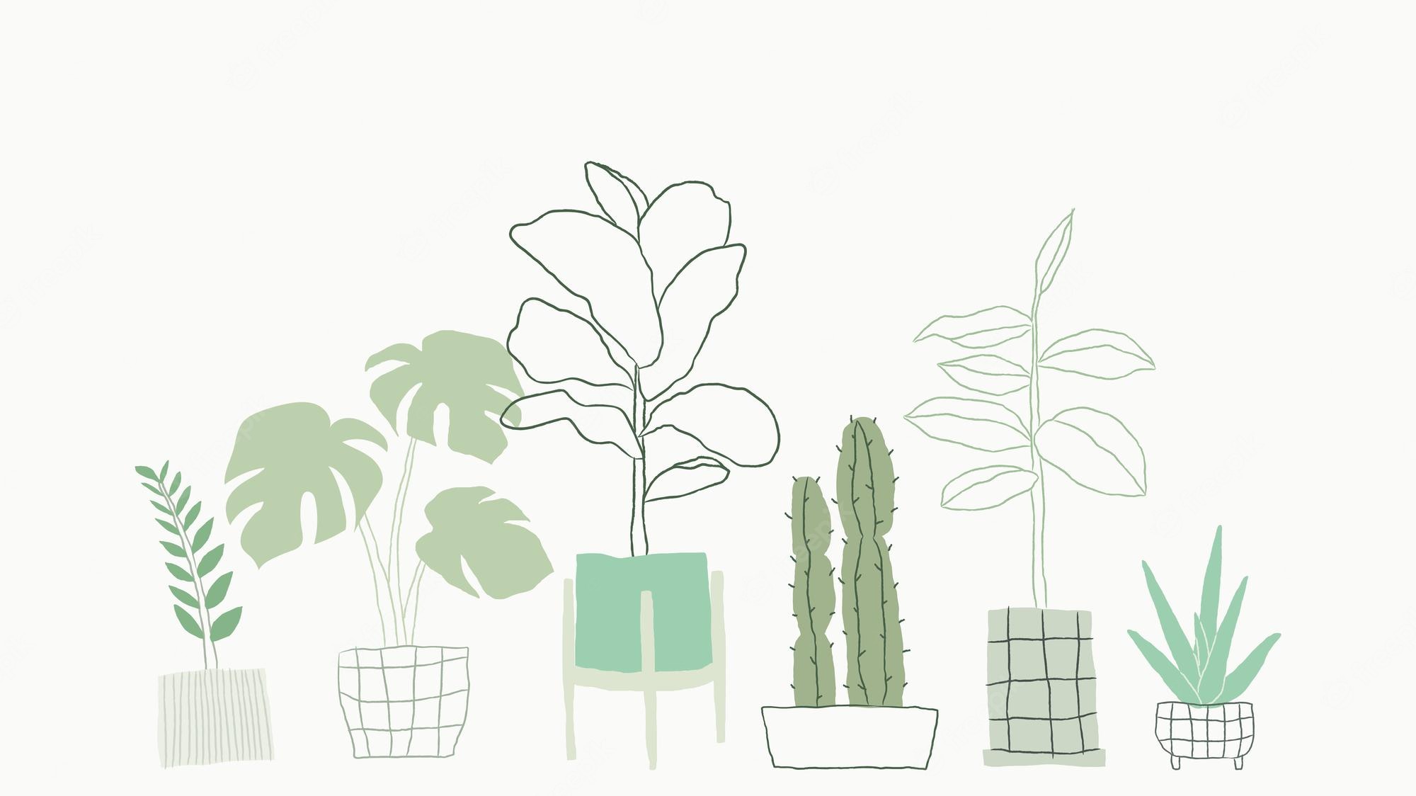Free Vector Simple green houseplant vector doodle 2000x1124