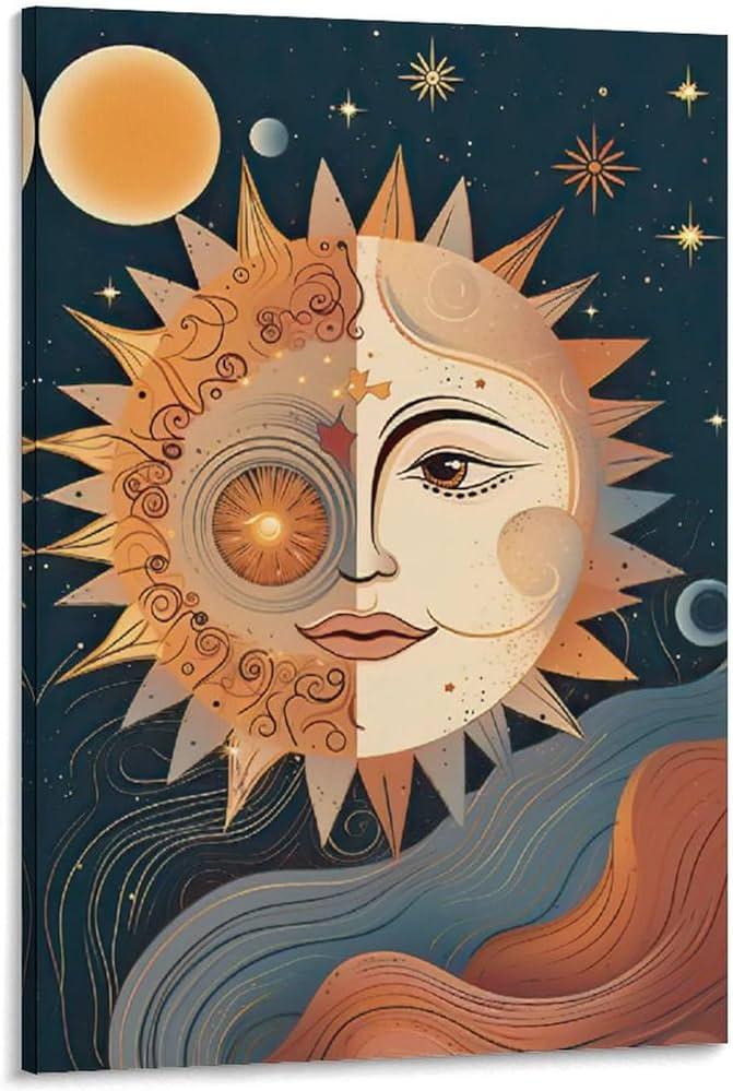Amazon Moon Sun Retro Poster Bohemian Style Art Room