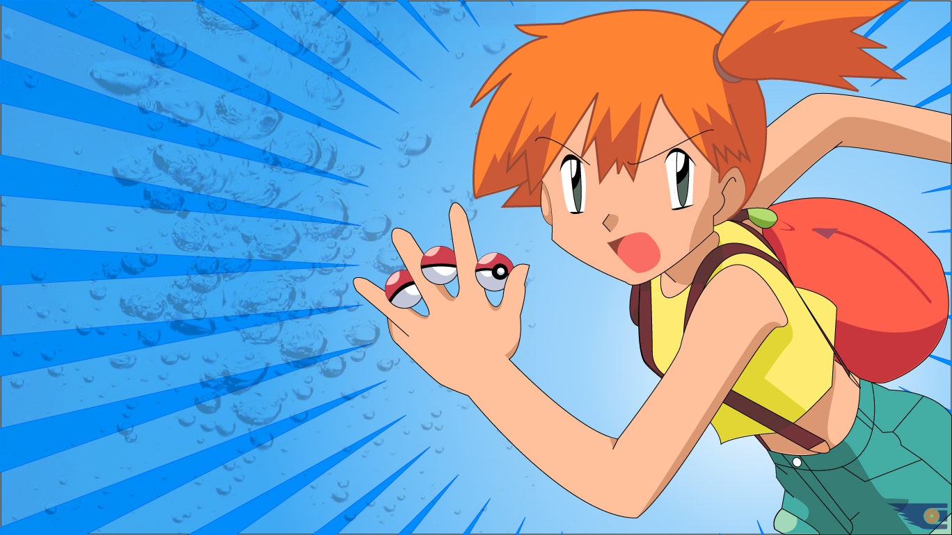 Pokemon Poke Balls Misty Blue Background HD Wallpaper Anime Manga