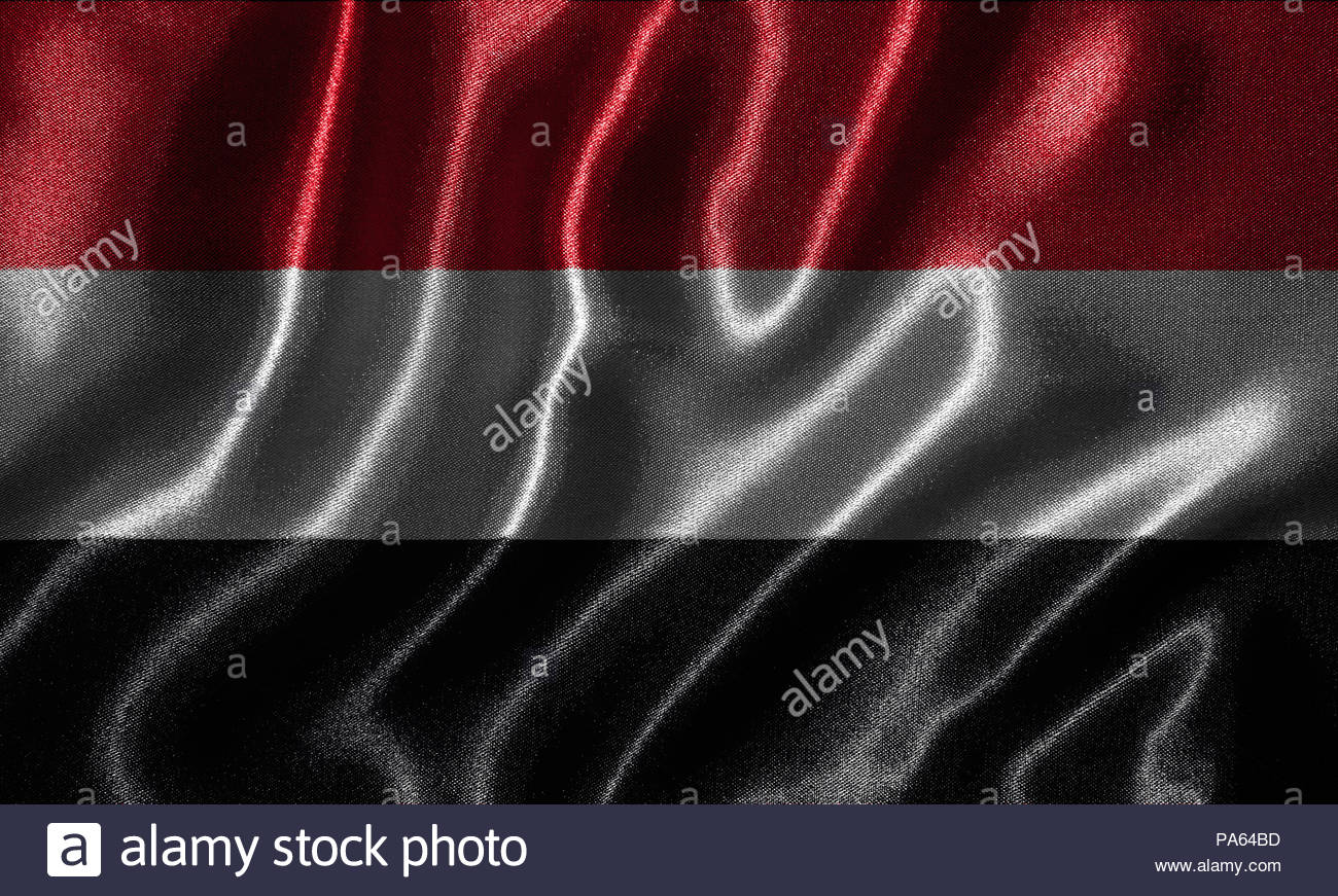 Yemen Flag Fabric Of Country Background And