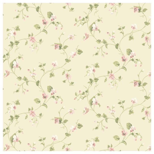 York Sure Strip Cream Waverly Sweet Violets Trail Wallpaper Country