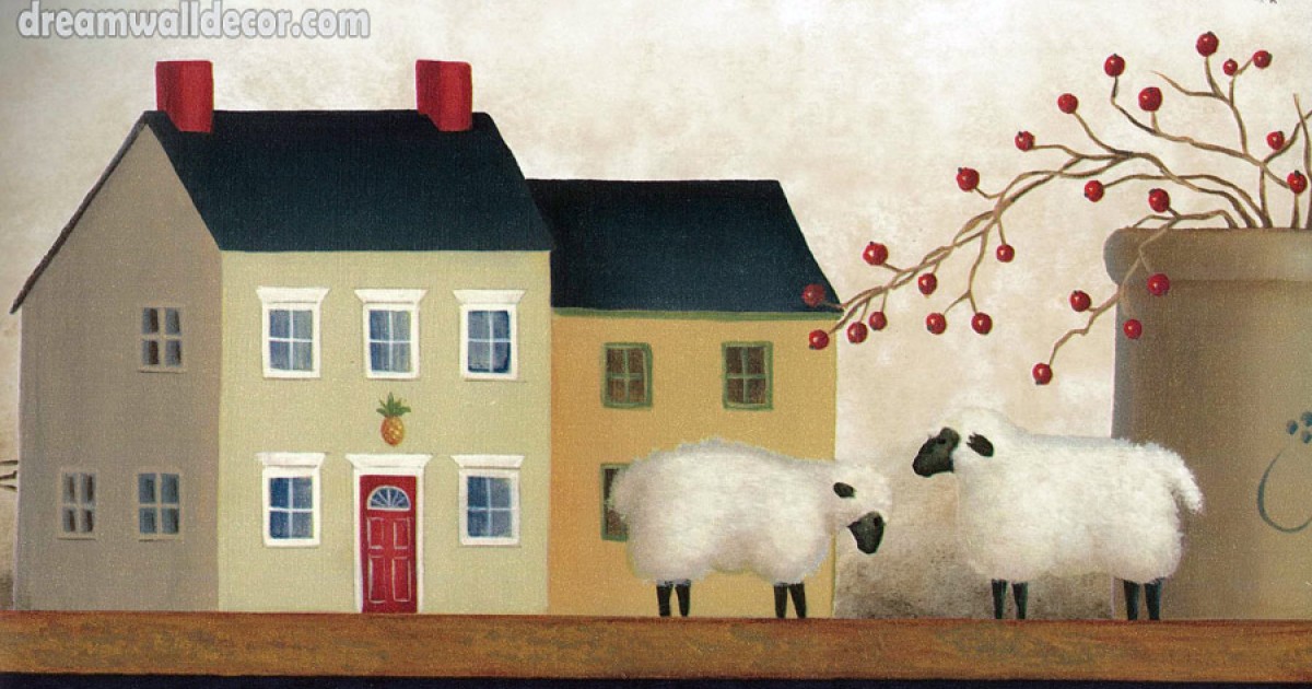 Free download Country Sheep House Wallpaper Border [1200x630] for your