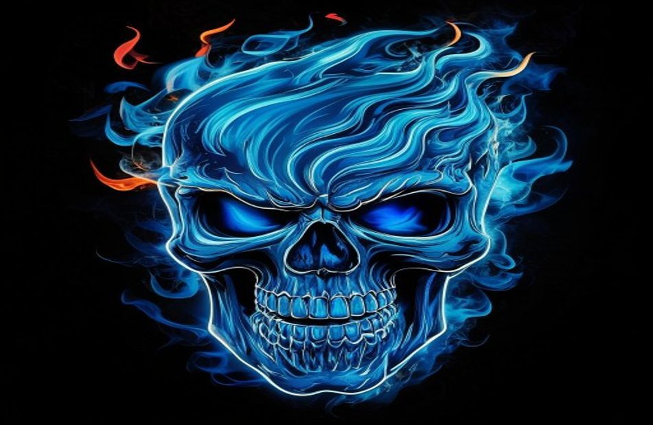 Blue Fire Skull Wallpaper