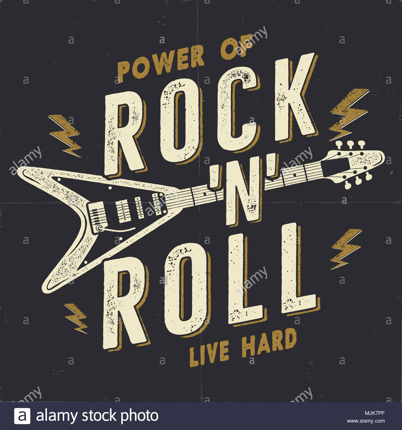 Vintage Hand Drawn Rock N Roll Poster Music Hard