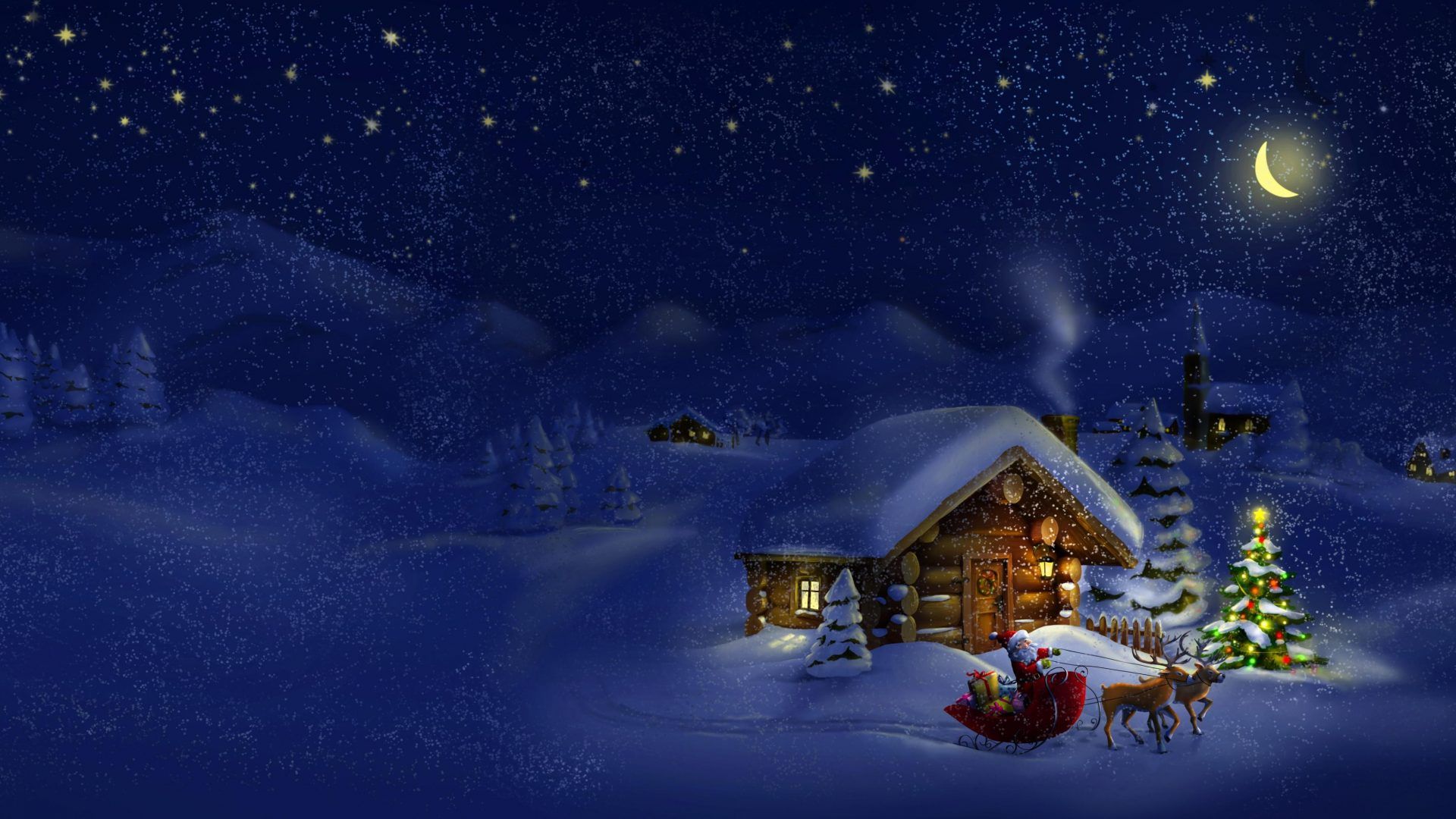 XiNaturecom   Eve Winter Snow Merry Magic Evening Santa Nature