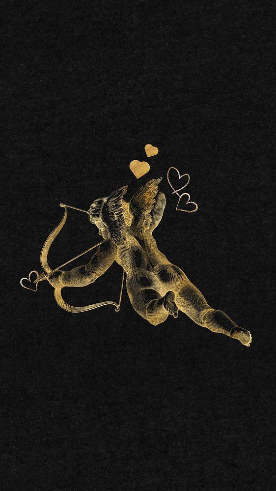 Gold cupid iPhone Valentines Day wallpaper
