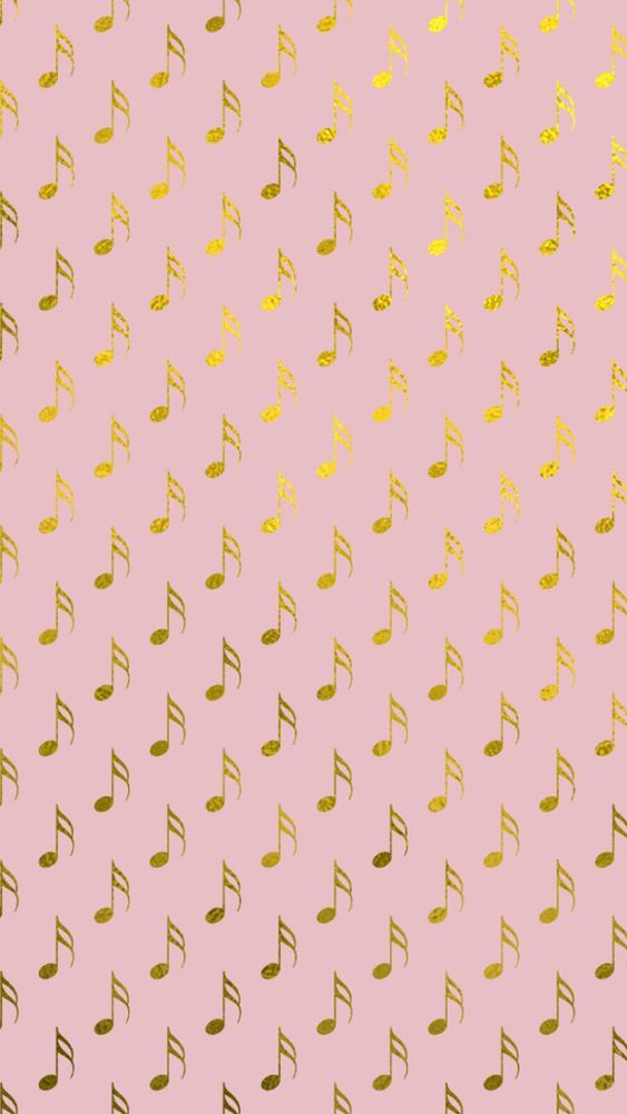 Gold Foil Pink Musical Notes Phone Wallpaper Live Breathe