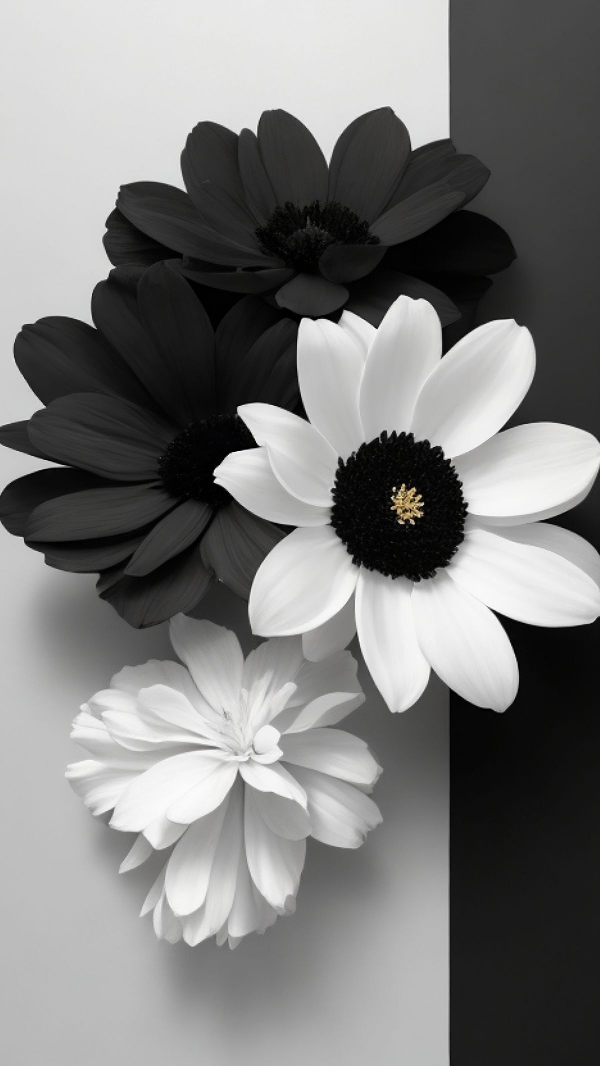 Black And White Floral Phone Wallpaper