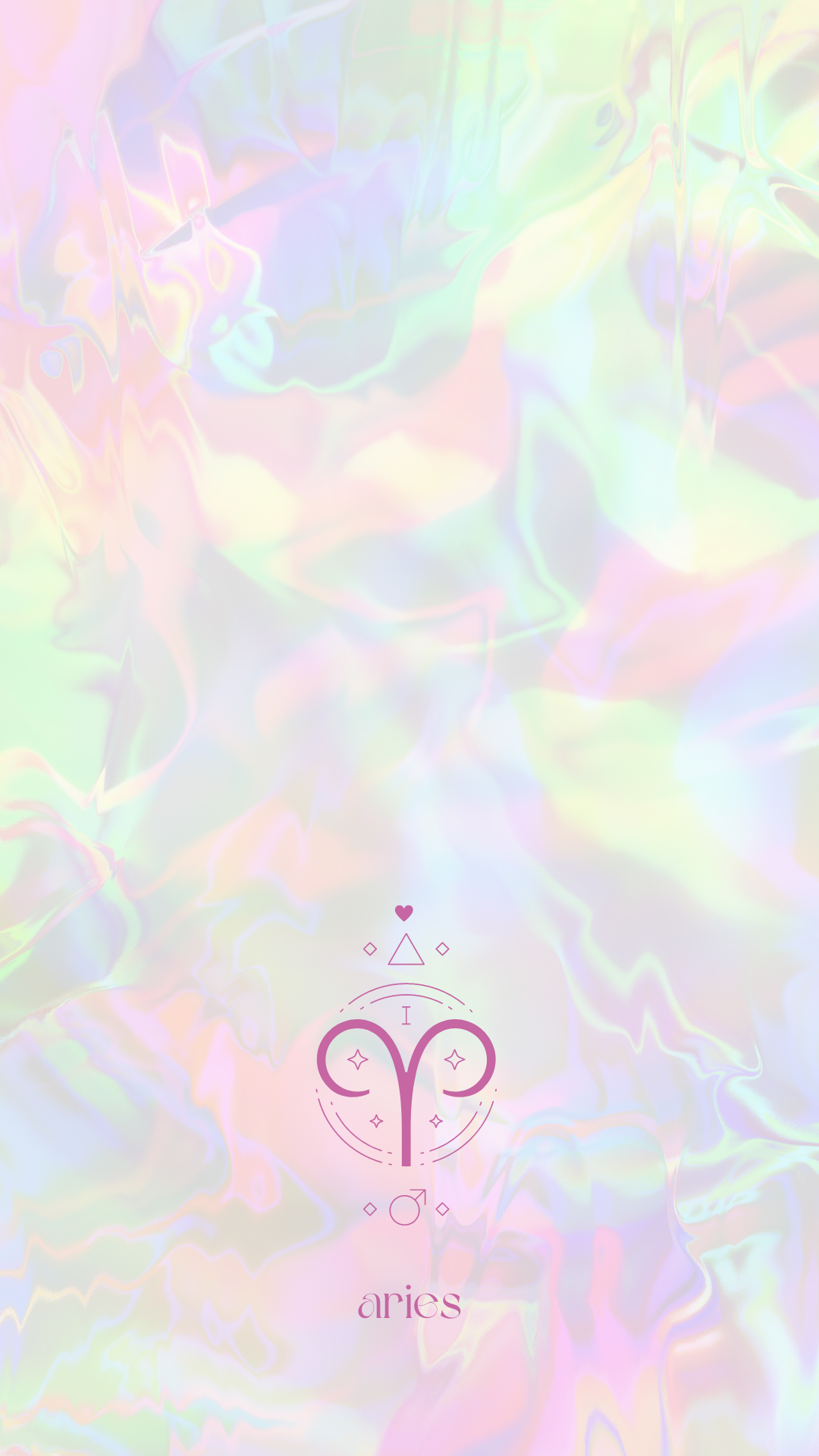 Aries Aesthetic Astrology Pink Holographic Wallpaper For Phone iPhone