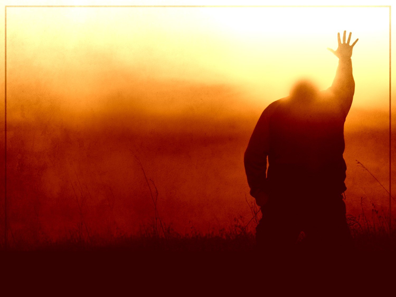 Simple worship background design is alone man with sunset Worship