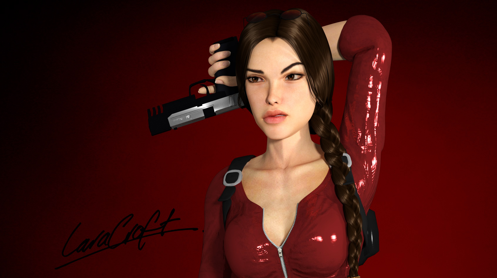 Lara Croft In Red HD Wallpaper By Rockeeterl