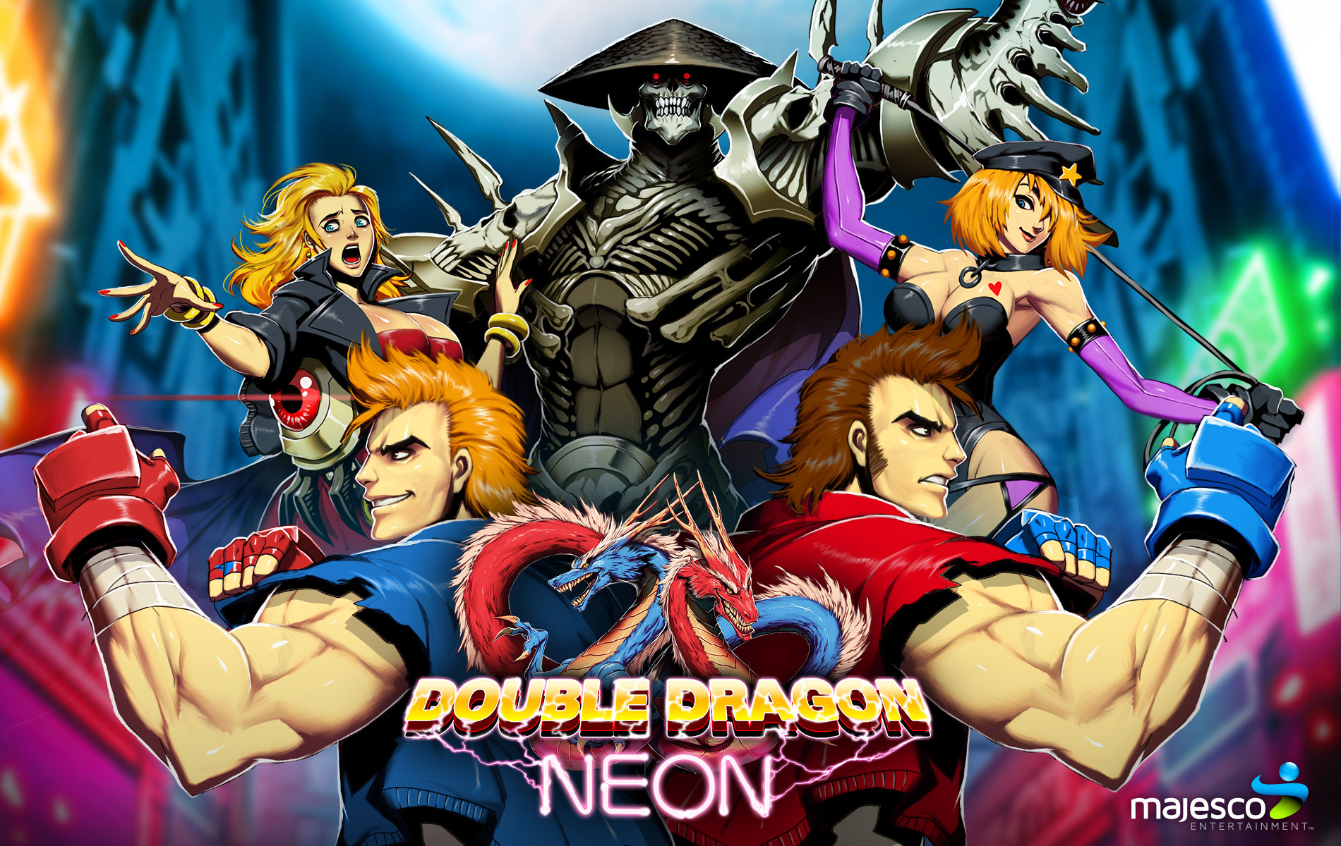 Double Dragon Neon HD Wallpaper Background