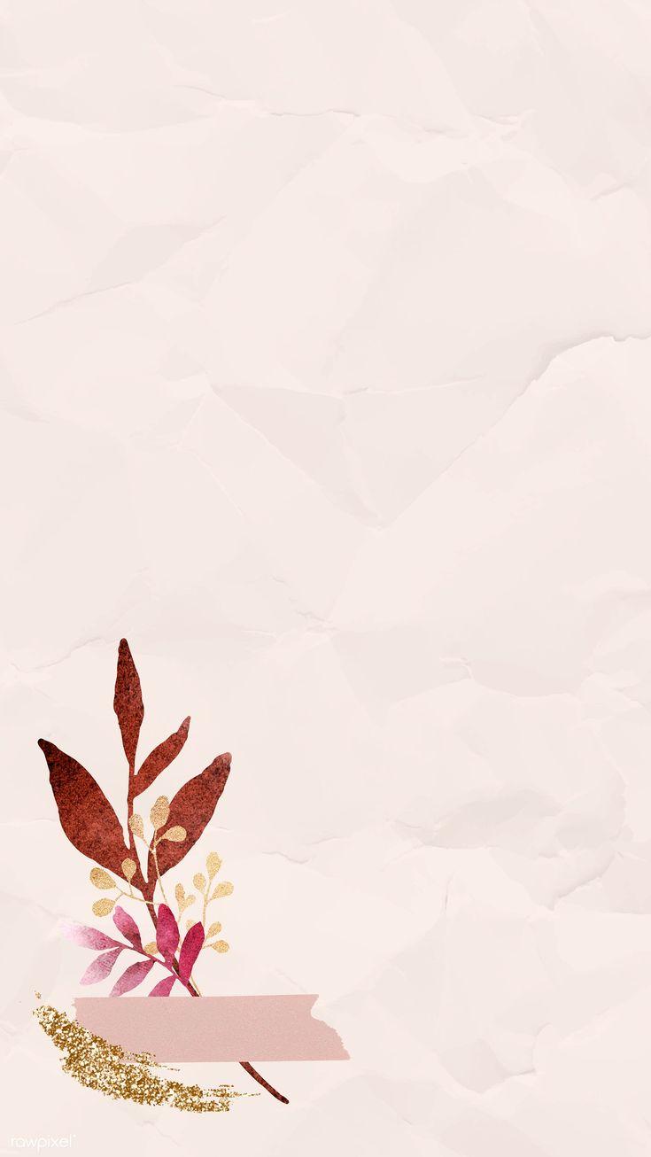 Christmas Watercolor Leafy On Beige Wrinkled Paper Background