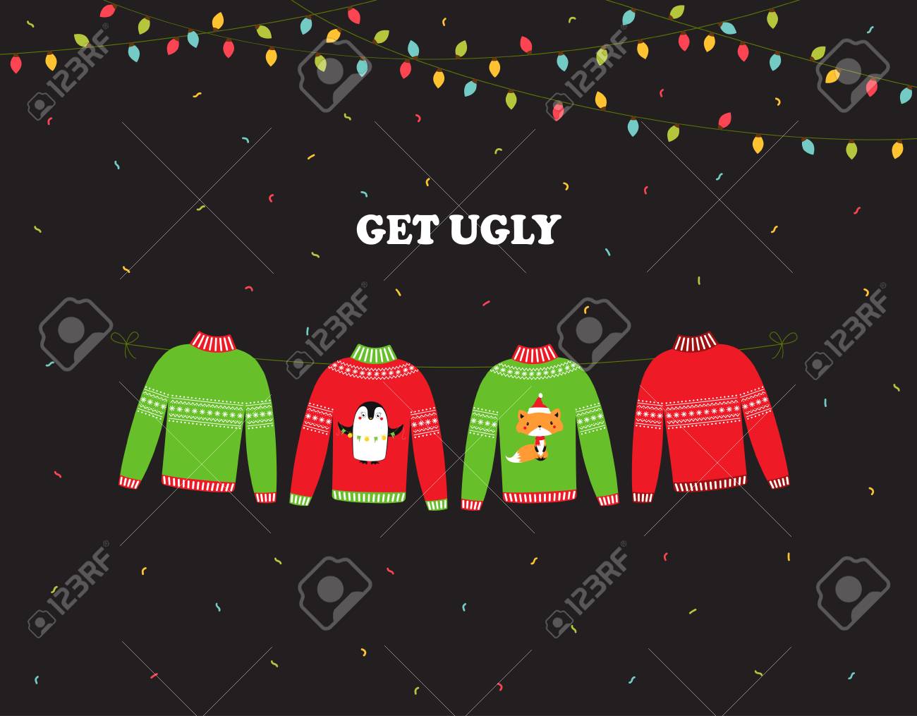 Cute Banner For Ugly Sweater Party Holiday Background With