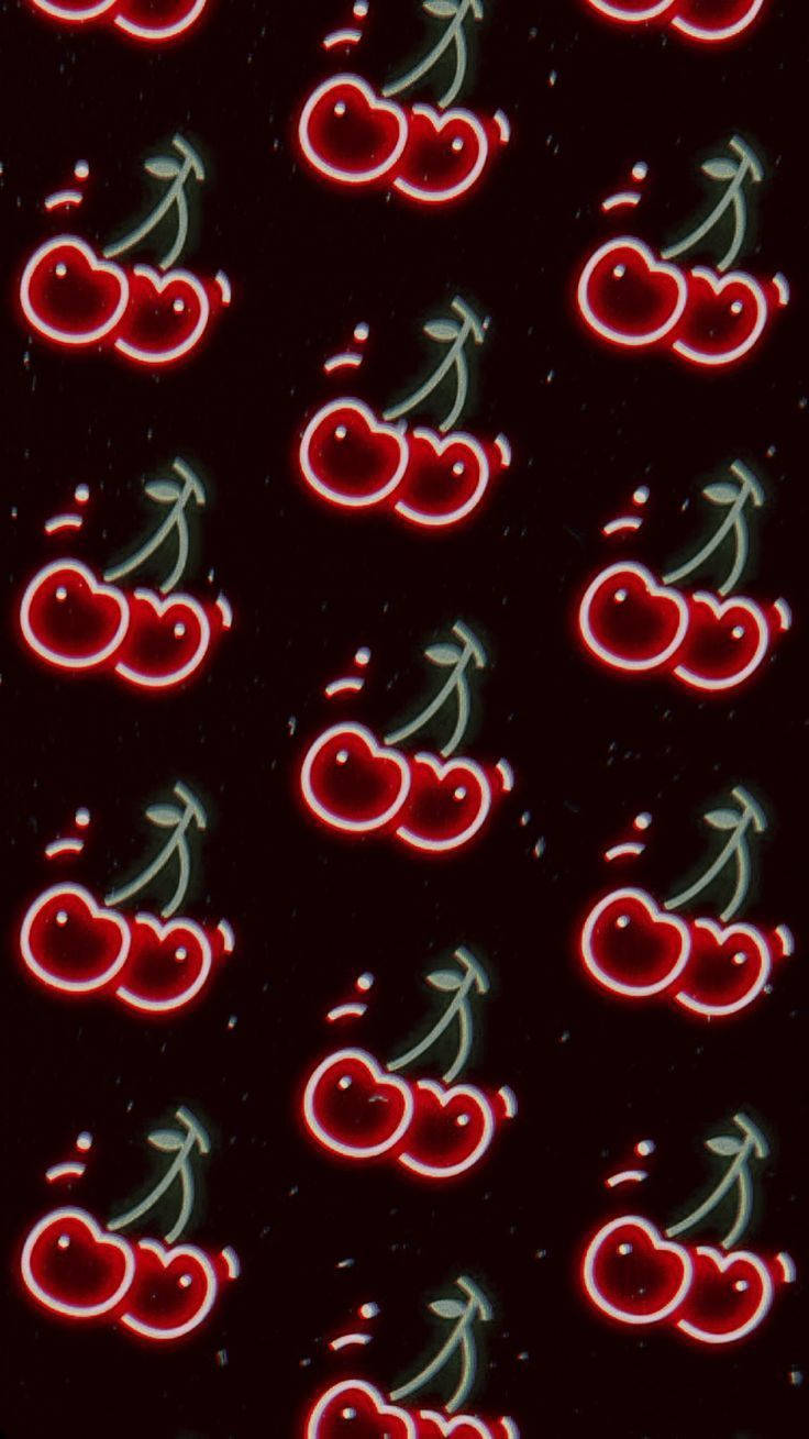 Neon Cherry Cute Dark Girly Wallpaper