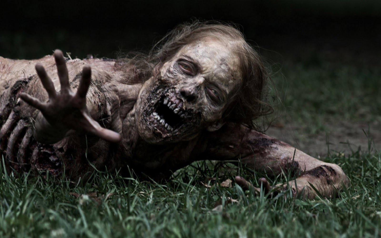 Bureaublad Achtergrond Met Een Zombie Uit De Serie The Walking Dead