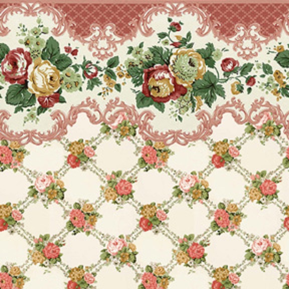 Dollhouse Wallpaper Victorian Rose in Salmon 576x576