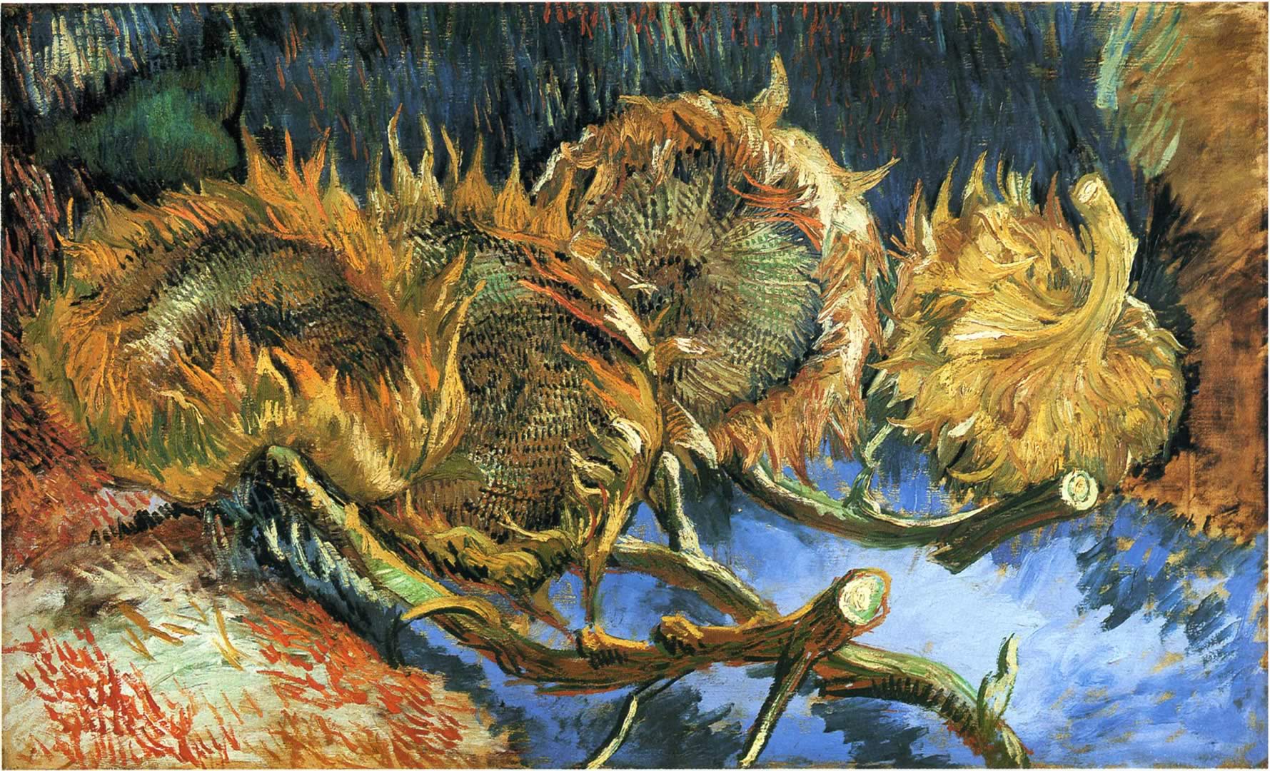 With Four Old Sunflowers Vincent Van Gogh Paintings Wallpaper Image