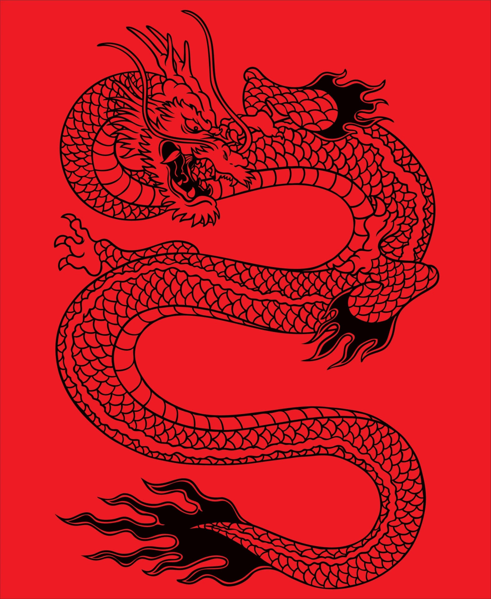 Japanese Dragon Tattoo Red Wallpaper